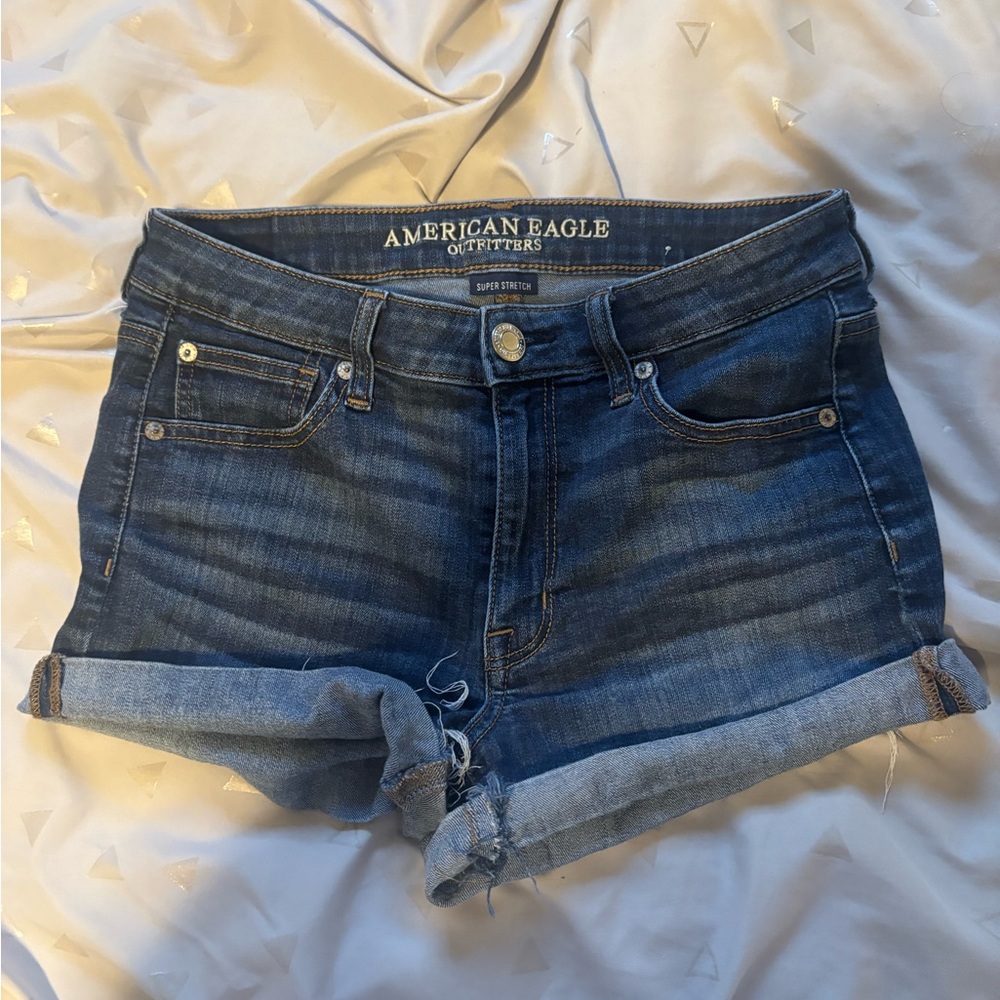 American Eagle Outfitters Blue Jean Shorts with Rolled Hems